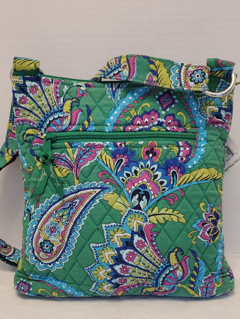 Vera Bradley Green Paisley Quilted Crossbody with Multicolor Floral Accents - Picture 3 of 3
